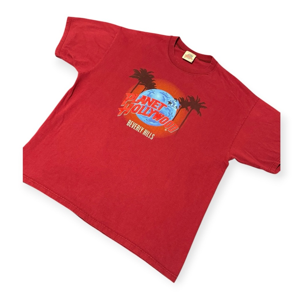 Vintage Planet Hollywood T-Shirt Size XL Beverly Hills Red Blue Made In The USA